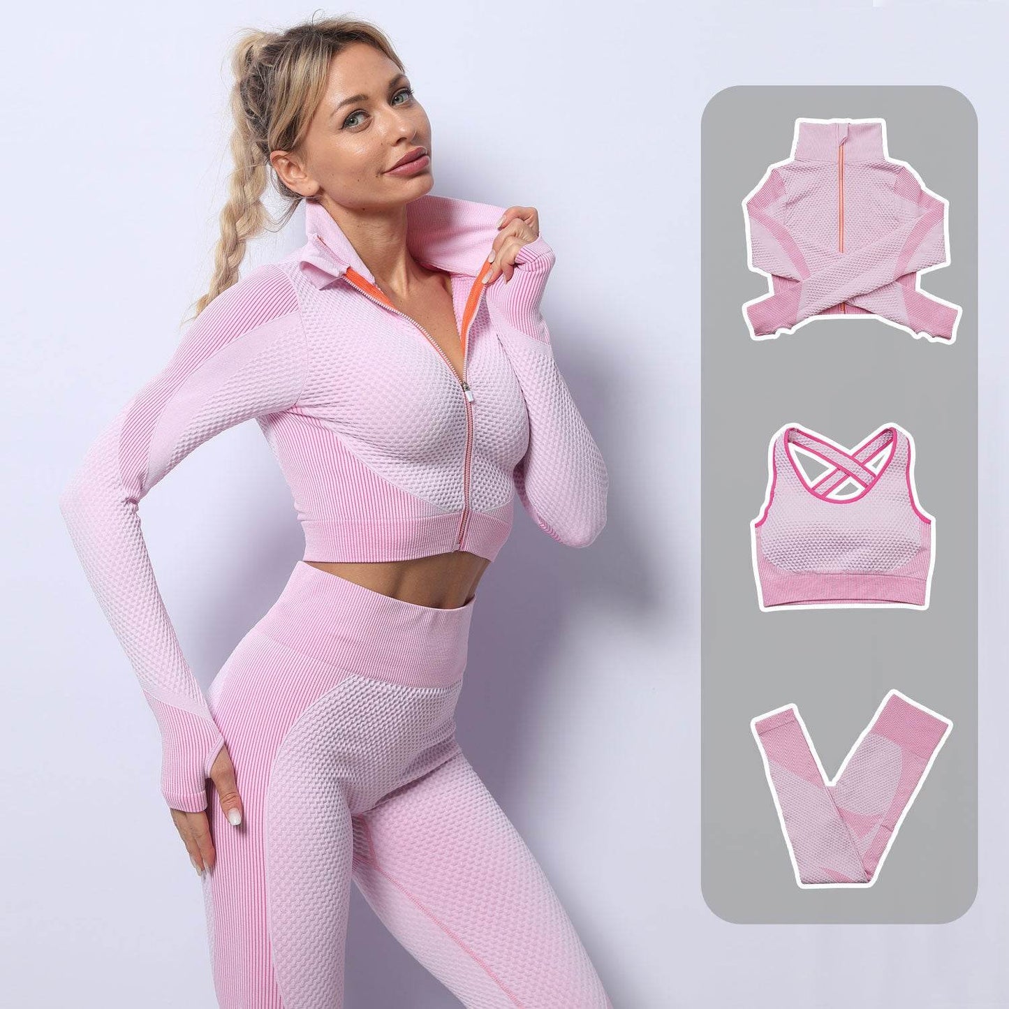 Three-piece Stretch Fitness Pants Sports Yoga Suit - Shanilia