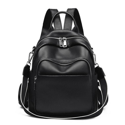 Leather Backpack Women's New First Layer Cowhide Simple All-match - Shanilia