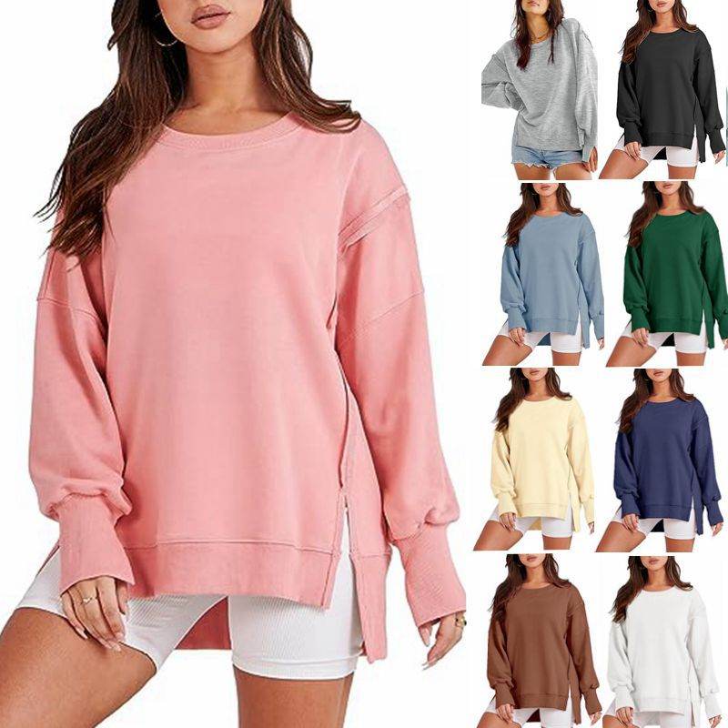 Women's Oversized Sweatshirt - Neck Long Sleeve Pullover Hoodie - Shanilia