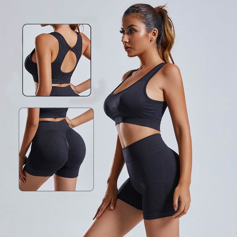 2pcs Yoga Set Women's Vest And Shorts Tracksuit Seamless Workout Sportswear Gym Clothing High Waist Leggings Fitness Sports Suits - Shanilia