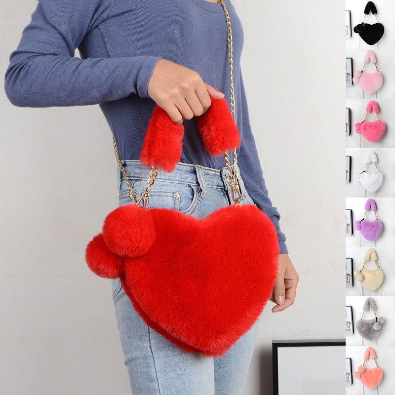 Love Bags Soft Plush Handbags Women Valentine's Day Party Bag - Shanilia