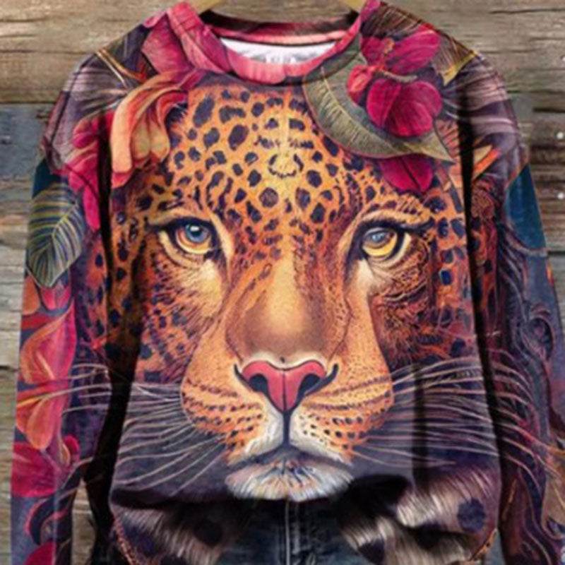 Women's Tiger Pattern 3D Printed Sweater T-shirt - Shanilia