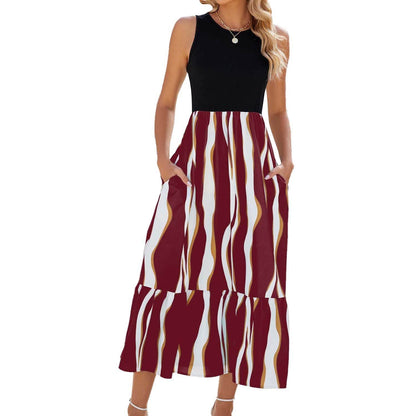 Striped Print Summer Dress - Sleeveless Long Dress for Women - Shanilia