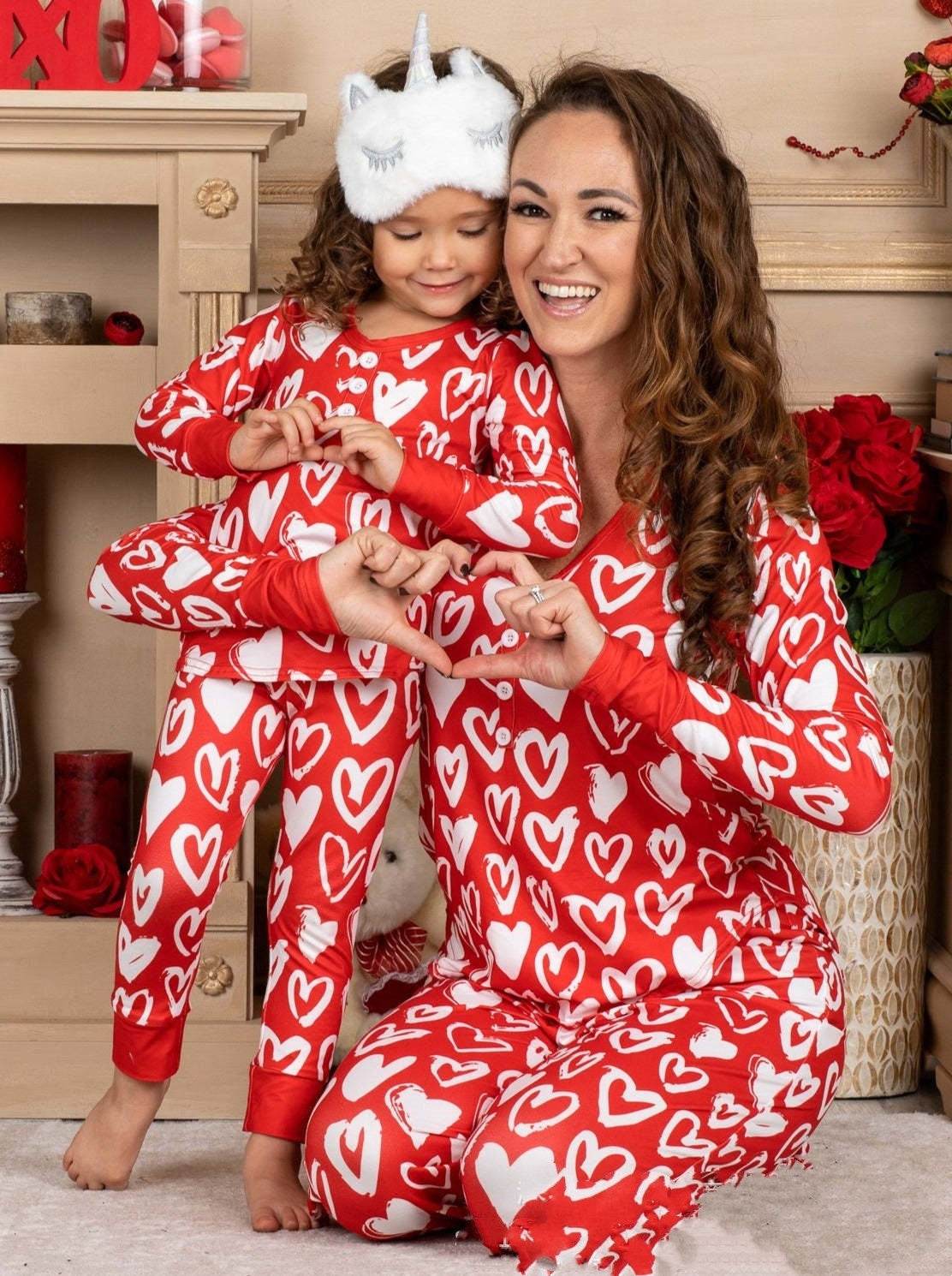 Beauty Clothing Valentine's Day Heart Pajamas Parent-child Suit - Shanilia