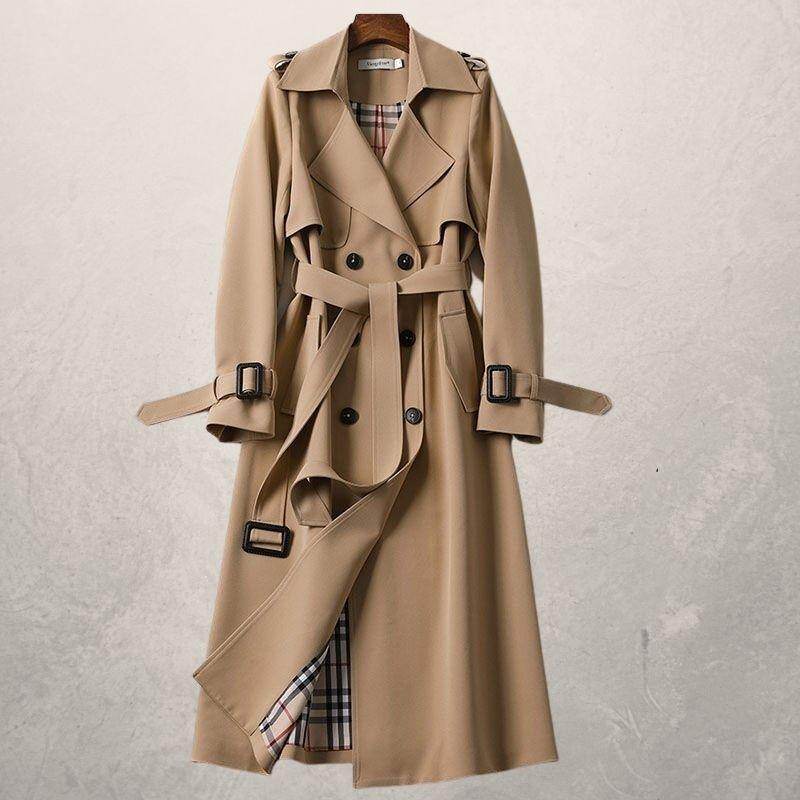 Women's Mid-length Trench Coat Autumn Long Windbreaker - Shanilia