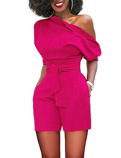 Women's Shoulder Button One-piece Shorts Suit | Jumpsuits - Shanilia