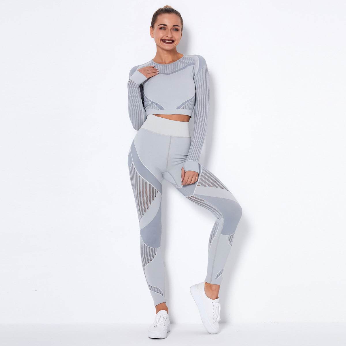 Seamless Knitted Absorbent Yoga Long-Sleeved Suit Yoga Wearsuit - Shanilia