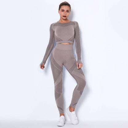 Seamless Knitted Absorbent Yoga Long-Sleeved Suit Yoga Wearsuit - Shanilia