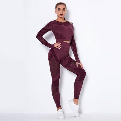 Seamless Knitted Absorbent Yoga Long-Sleeved Suit Yoga Wearsuit - Shanilia