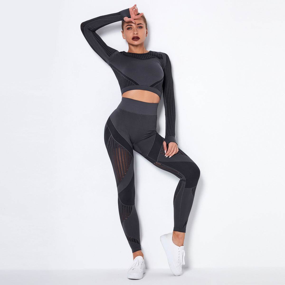 Seamless Knitted Absorbent Yoga Long-Sleeved Suit Yoga Wearsuit - Shanilia