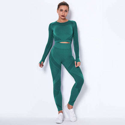 Seamless Knitted Absorbent Yoga Long-Sleeved Suit Yoga Wearsuit - Shanilia