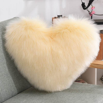 Fluffy Shaggy Heart-Shaped Throw Pillow Covers for a Cozy Home Decor - Shanilia