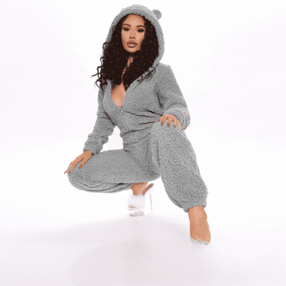 Cozy Up for Fall: Women's Plush One-piece Pajamas for Autumn & Winter - Shanilia