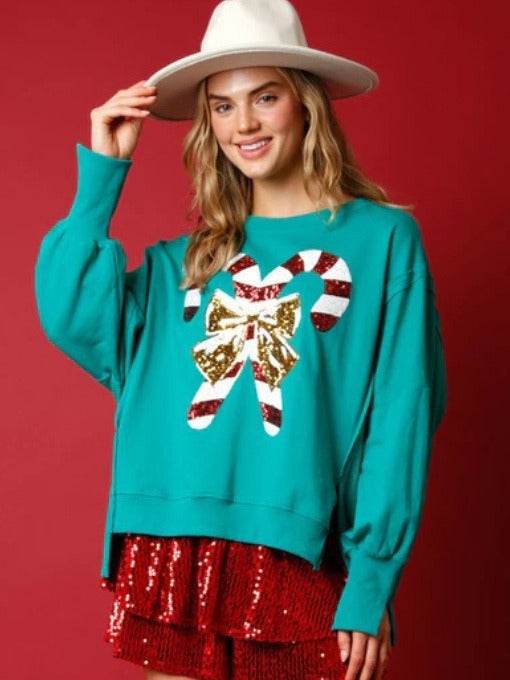 Women's Christmas Sequins Long Sleeve Pullover Hoodie - Shanilia