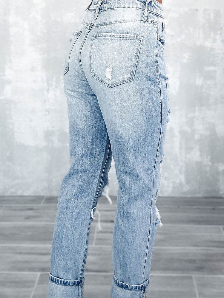 Vintage Tattered High Waist Skinny Jeans - Shanilia