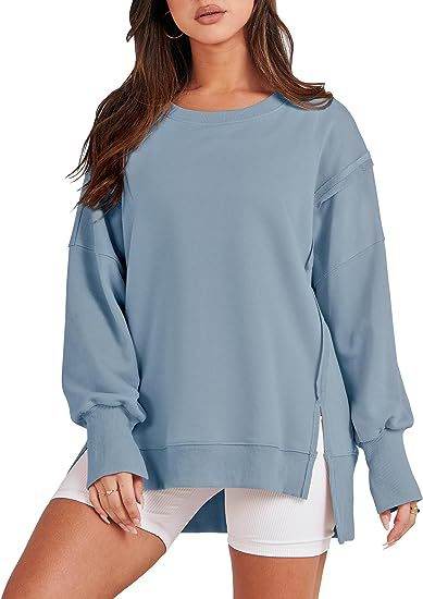 Women's Oversized Sweatshirt - Neck Long Sleeve Pullover Hoodie - Shanilia