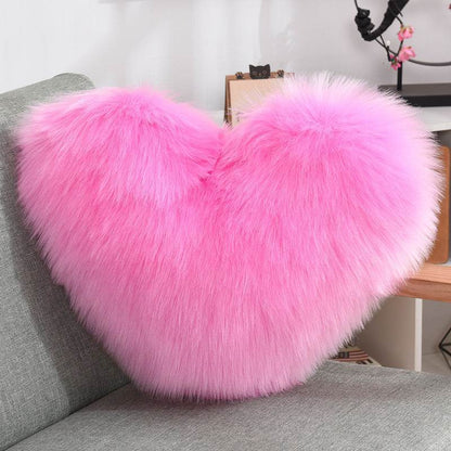 Fluffy Shaggy Heart-Shaped Throw Pillow Covers for a Cozy Home Decor - Shanilia