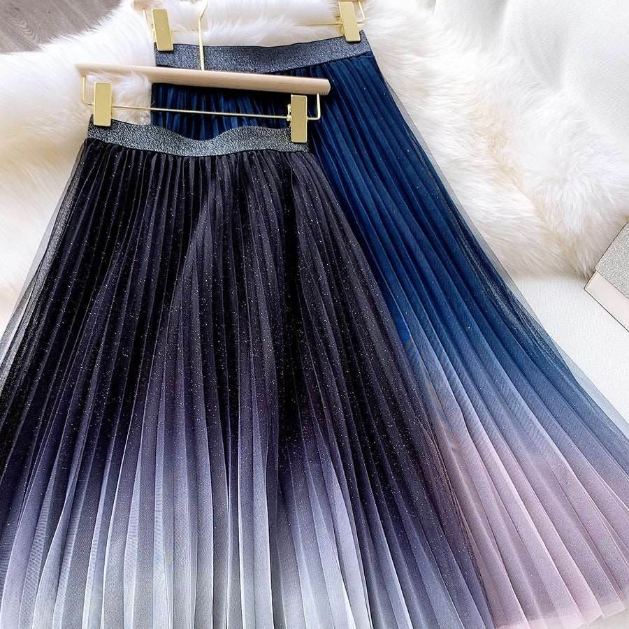 Starry Sky Gradient Color Mesh Skirt Women - Shanilia