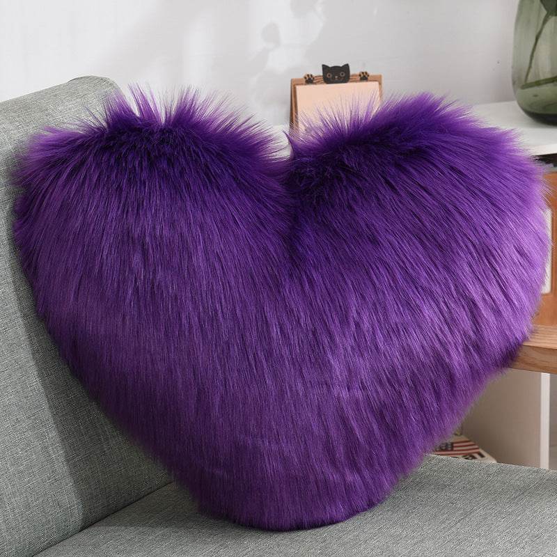 Fluffy Shaggy Heart-Shaped Throw Pillow Covers for a Cozy Home Decor - Shanilia