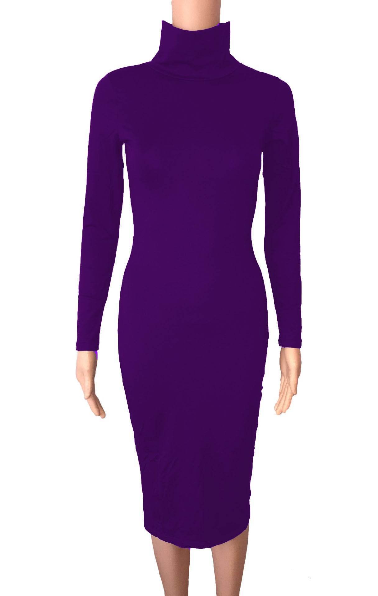 Long Sleeve Women's Nightclub Solid Color Dress - Shanilia