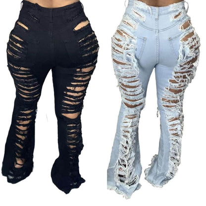 Fashion Trendy Unique Jeans Stretch Plus Size Bell-bottom Pants - Shanilia