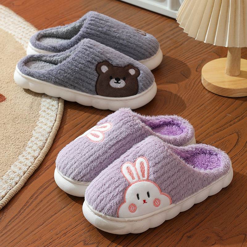 Cute Rabbit Striped Slippers For Women | Thick-soled Indoor Couple Slippers - Shanilia