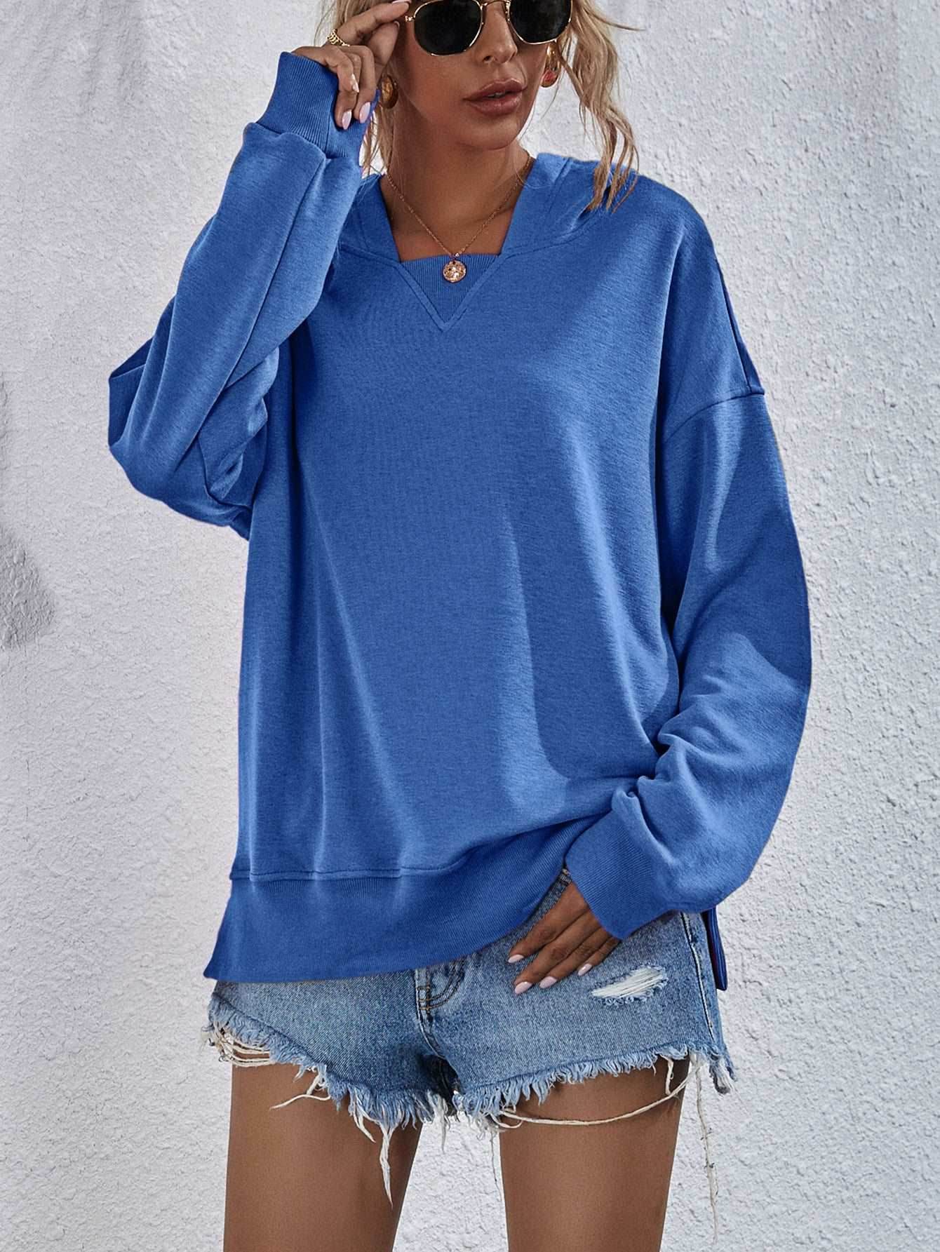 Women's Hoodie Sweatshirt | Sports Casual Candy Color Long Sleeve Tops - Shanilia