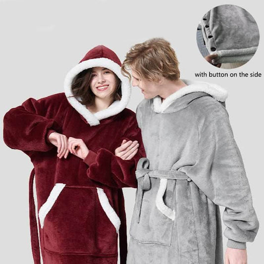 Warm Winter Hoodie Blanket With Button Design For Women & Men - Shanilia