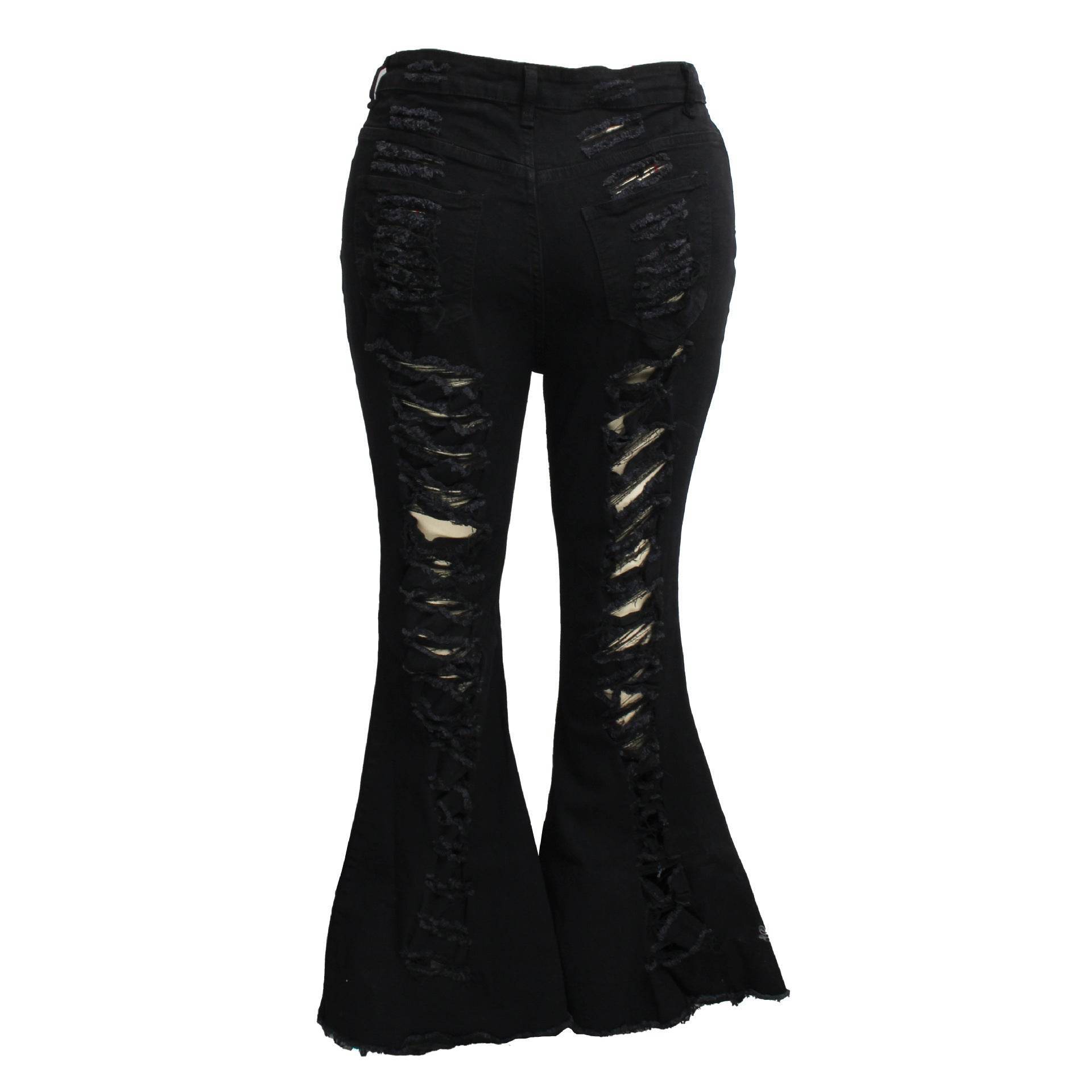 Fashion Trendy Unique Jeans Stretch Plus Size Bell-bottom Pants - Shanilia