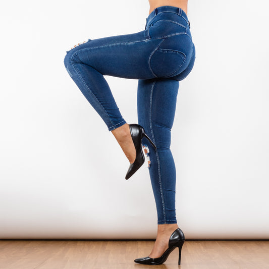 Stylish and Comfortable: Shascullfites Melody Blue Ripped Lifting Jegging