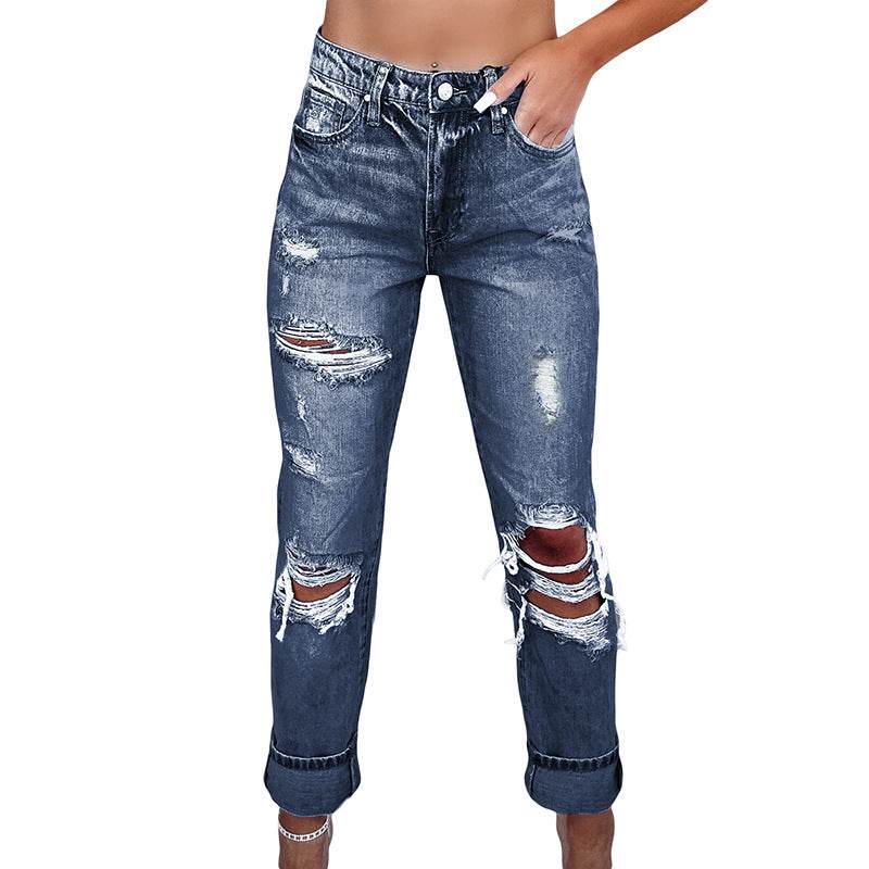 Vintage Tattered High Waist Skinny Jeans - Shanilia