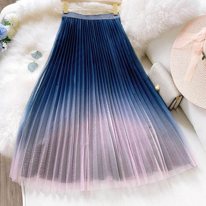 Starry Sky Gradient Color Mesh Skirt Women - Shanilia