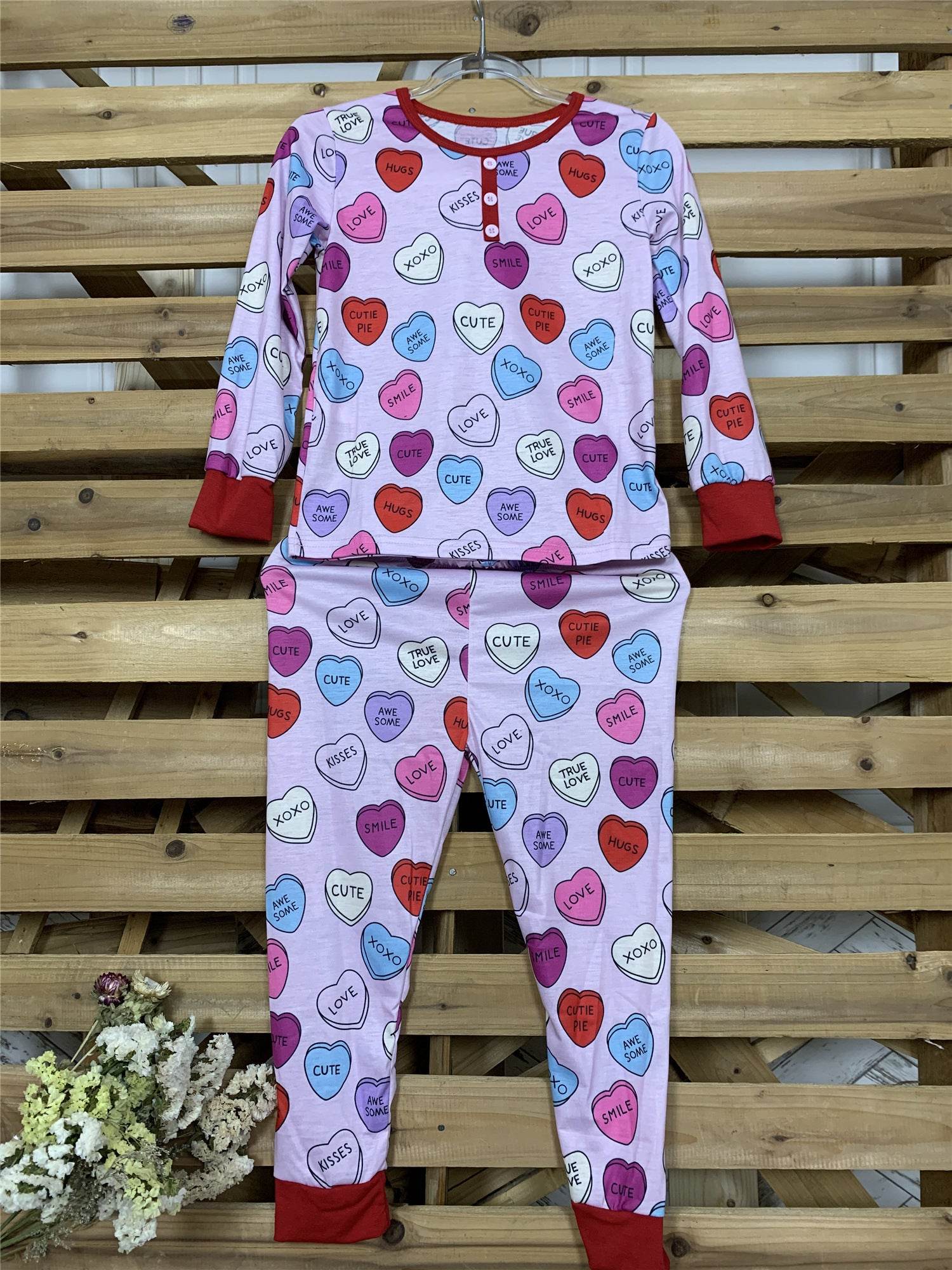 Valentines Day Love Print Casual Home Pajamas Parent Child Set - Shanilia