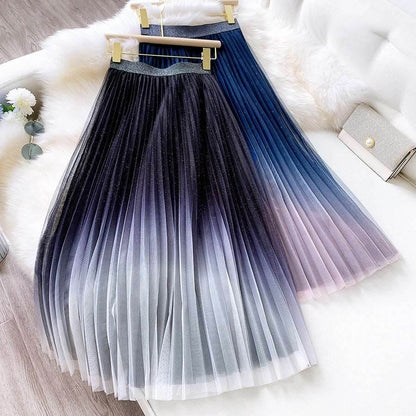 Starry Sky Gradient Color Mesh Skirt Women - Shanilia