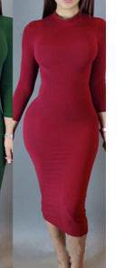 Long Sleeve Women's Nightclub Solid Color Dress - Shanilia