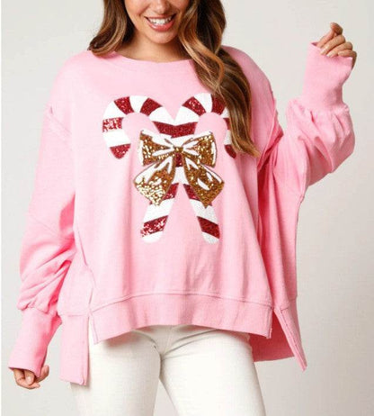 Women's Christmas Sequins Long Sleeve Pullover Hoodie - Shanilia