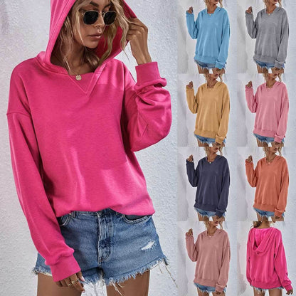 Women's Hoodie Sweatshirt | Sports Casual Candy Color Long Sleeve Tops - Shanilia