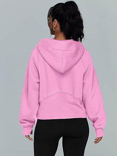 Women Zipper Hoodies Sweatshirts With Pocket - Loose Sport Tops Long Sleeve Pullover Sweaters - Shanilia