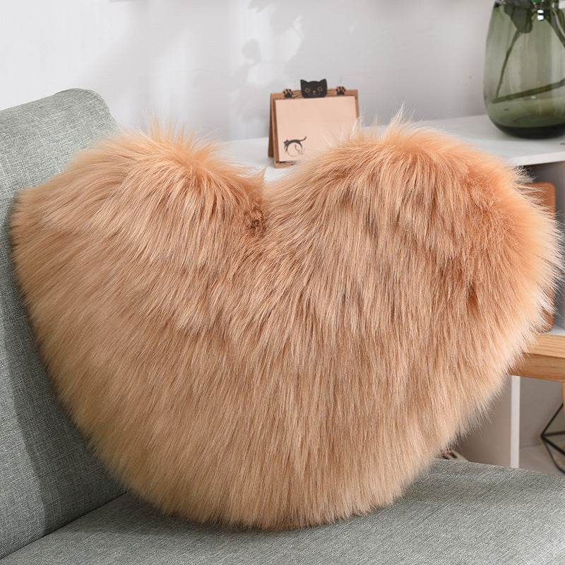 Fluffy Shaggy Heart-Shaped Throw Pillow Covers for a Cozy Home Decor - Shanilia