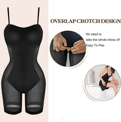 Women's Shapewear Dress Jumpsuit Tummy Tuck Lift Corset Open Crotch Suspender Tight Long Skirt Chest Pad Bodysuit Dress - Shanilia