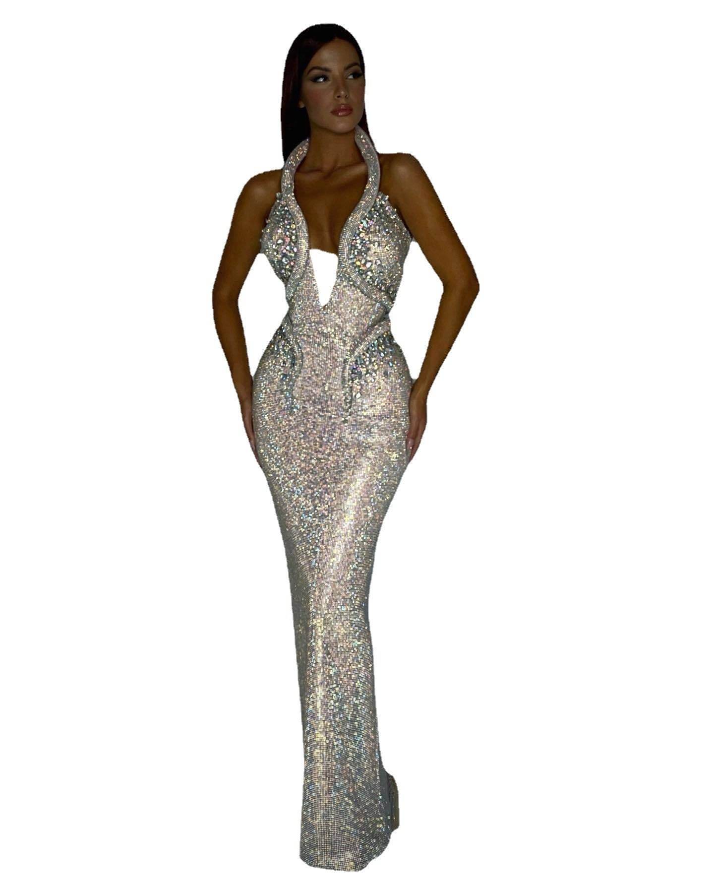 Sexy Sequined Banquet Dress Sheath Trailing Evening Dress - Shanilia