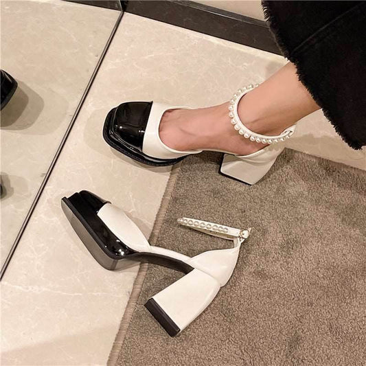 Fashion Low-cut Square Toe High Heels - Shanilia