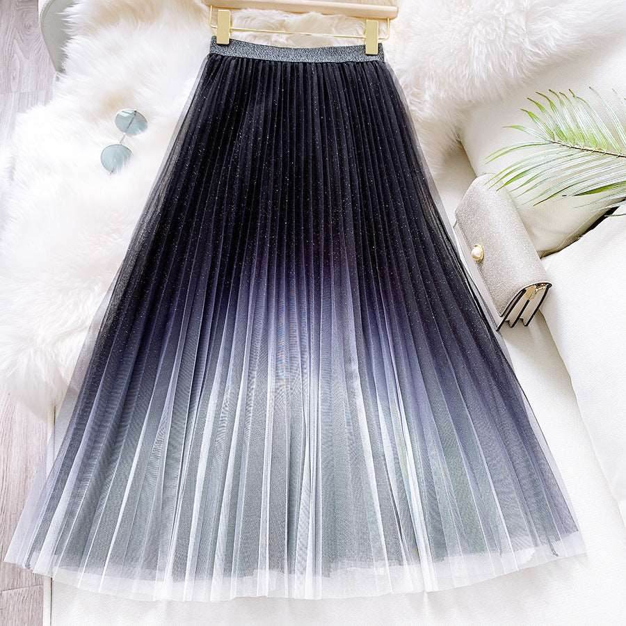 Starry Sky Gradient Color Mesh Skirt Women - Shanilia