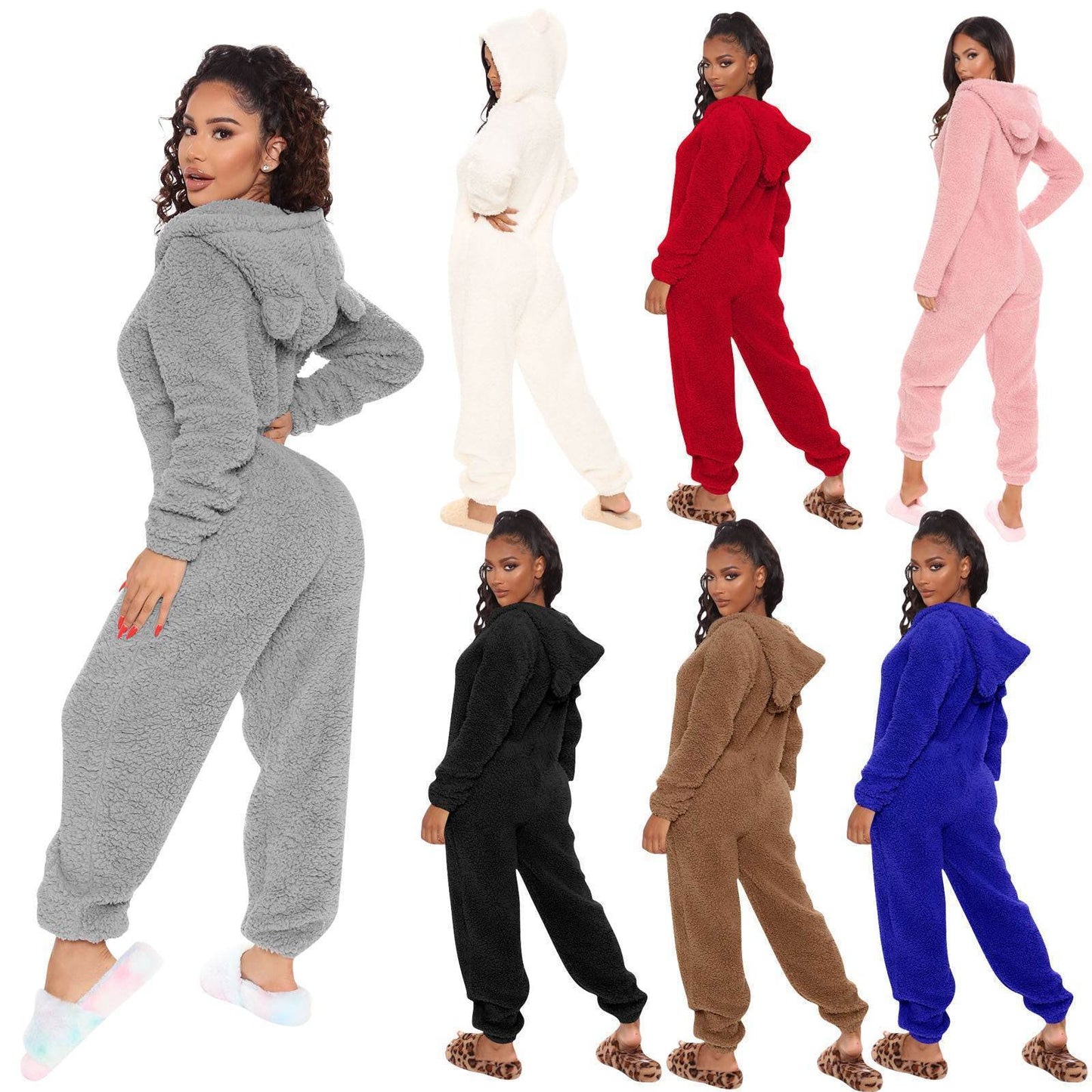 Cozy Up for Fall: Women's Plush One-piece Pajamas for Autumn & Winter - Shanilia