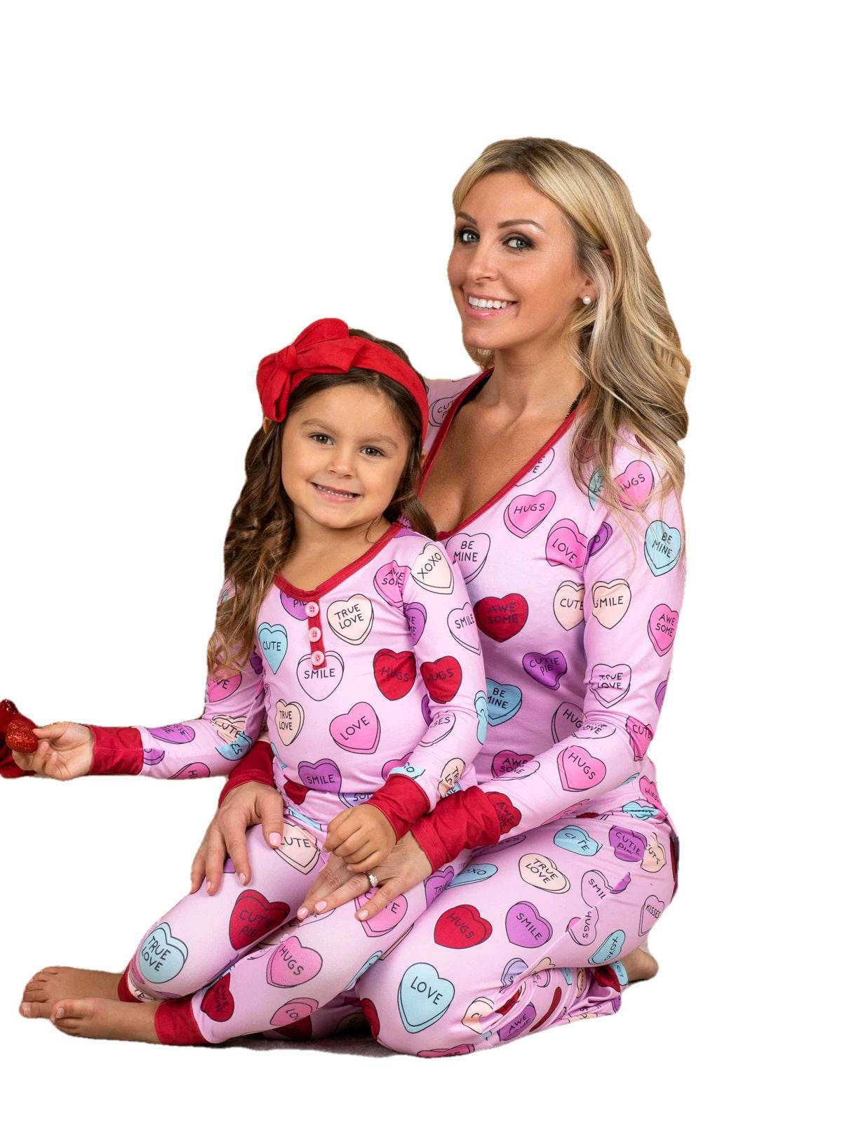 Valentines Day Love Print Casual Home Pajamas Parent Child Set - Shanilia