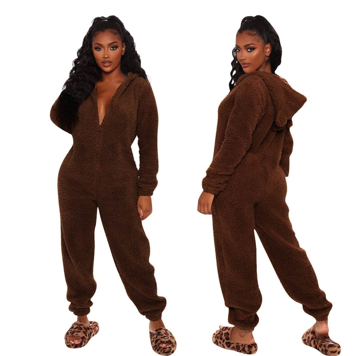 Cozy Up for Fall: Women's Plush One-piece Pajamas for Autumn & Winter - Shanilia