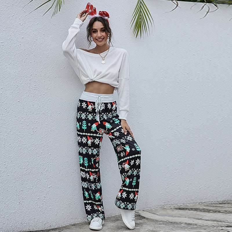 Casual Drawstring Trousers | Pants With Elk Christmas - Shanilia