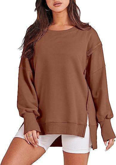 Women's Oversized Sweatshirt - Neck Long Sleeve Pullover Hoodie - Shanilia