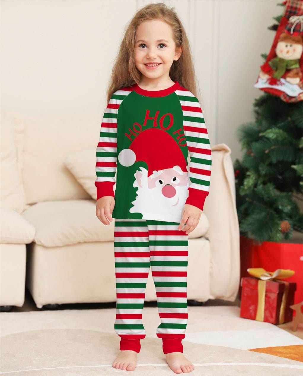 Family Christmas Pajamas Matching Sets Red Stripe Xmas Holiday Sleepwear Jammies Long Sleeve PJs Outfits - Shanilia