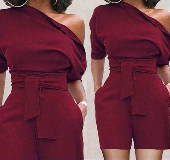 Women's Shoulder Button One-piece Shorts Suit | Jumpsuits - Shanilia